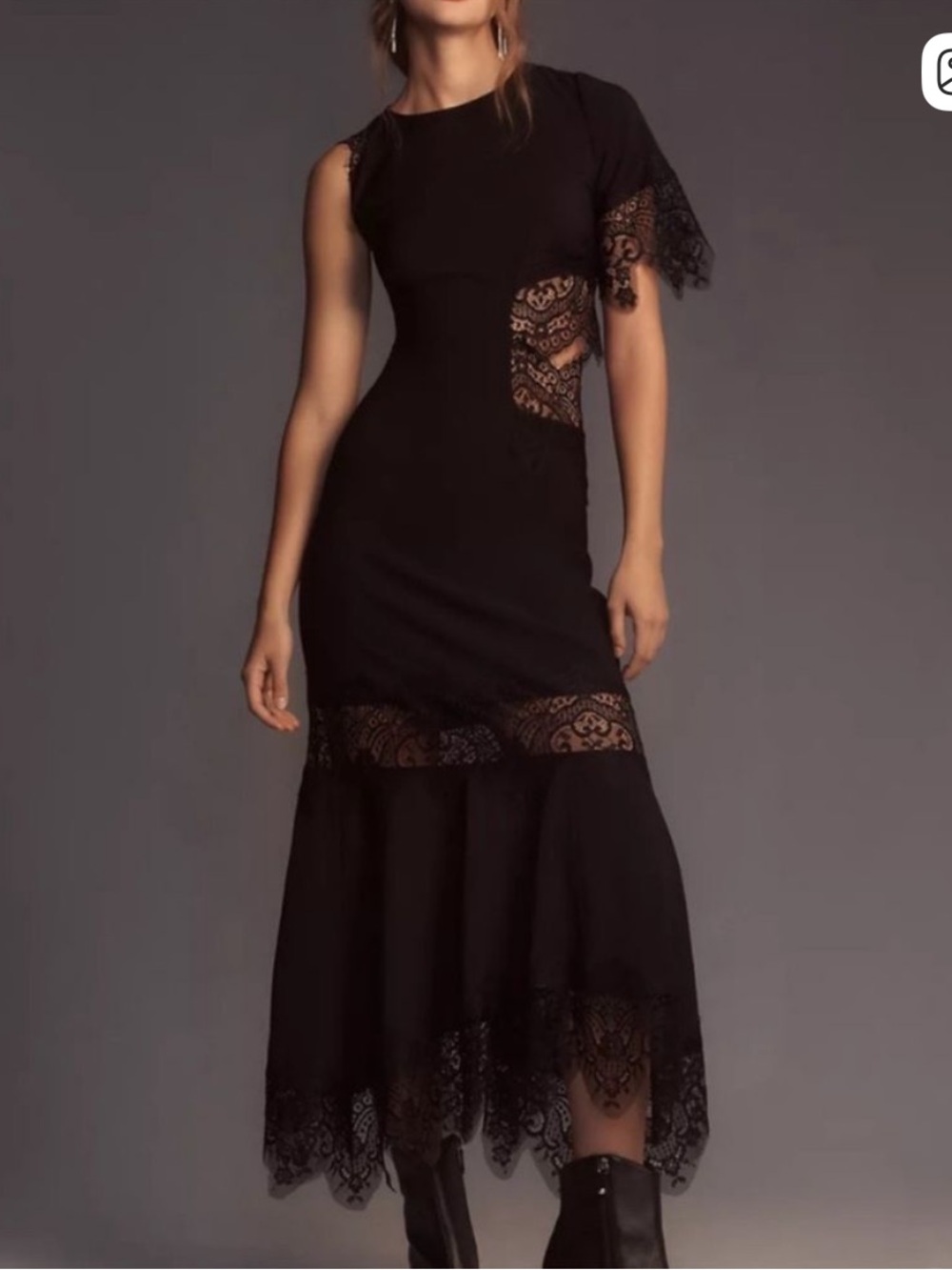 Anthropologie Black Hutch Lace Dress with Cutout-size medium. NWT